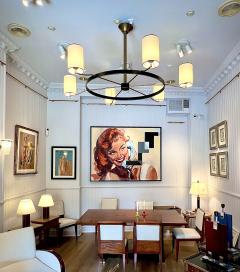 Jacques Adnet Large circular six light chandelier by Jacques Adnet France circa 1950 - 4598736