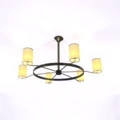 Jacques Adnet Large circular six light chandelier by Jacques Adnet France circa 1950 - 4601595