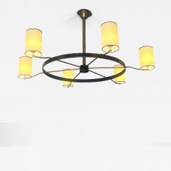 Jacques Adnet Large circular six light chandelier by Jacques Adnet France circa 1950 - 4601603
