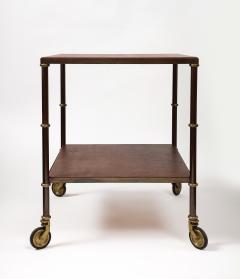 Jacques Adnet Leather Steel and Patinated Brass Cart Attributed to Jacques Adnet - 3242767