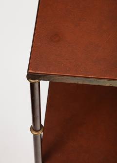 Jacques Adnet Leather Steel and Patinated Brass Cart Attributed to Jacques Adnet - 3242768