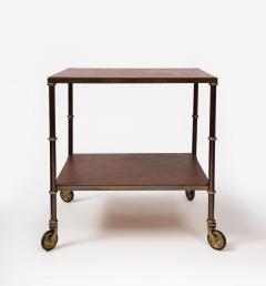 Jacques Adnet Leather Steel and Patinated Brass Cart Attributed to Jacques Adnet - 3242770