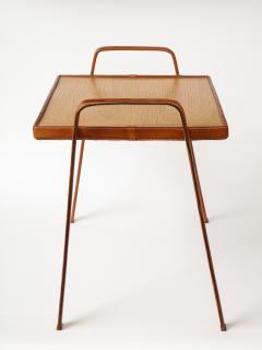 Jacques Adnet Leather Stitched Side Table by Jacques Adnet c 1950 - 3609373
