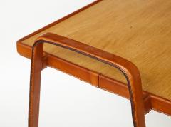 Jacques Adnet Leather Stitched Side Table by Jacques Adnet c 1950 - 3609379
