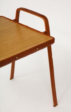 Jacques Adnet Leather Stitched Side Table by Jacques Adnet c 1950 - 3609382