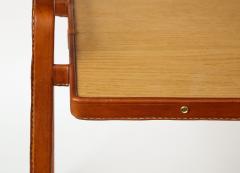 Jacques Adnet Leather Stitched Side Table by Jacques Adnet c 1950 - 3609389
