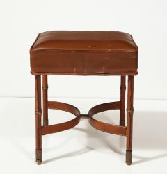 Jacques Adnet Leather Stool with Brass Capped Feet by Jacques Adnet France c 1940 - 3608700