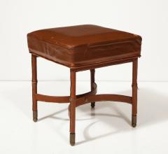Jacques Adnet Leather Stool with Brass Capped Feet by Jacques Adnet France c 1940 - 3608701