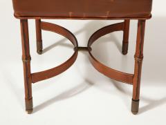 Jacques Adnet Leather Stool with Brass Capped Feet by Jacques Adnet France c 1940 - 3608702