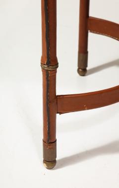 Jacques Adnet Leather Stool with Brass Capped Feet by Jacques Adnet France c 1940 - 3608709