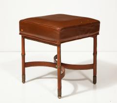 Jacques Adnet Leather Stool with Brass Capped Feet by Jacques Adnet France c 1940 - 3608714