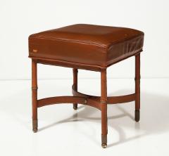 Jacques Adnet Leather Stool with Brass Capped Feet by Jacques Adnet France c 1940 - 3608715