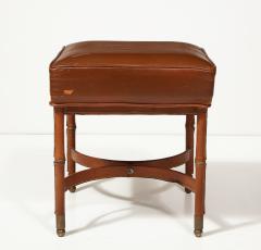 Jacques Adnet Leather Stool with Brass Capped Feet by Jacques Adnet France c 1940 - 3608716