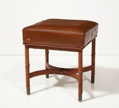 Jacques Adnet Leather Stool with Brass Capped Feet by Jacques Adnet France c 1940 - 3608718