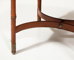 Jacques Adnet Leather Stool with Brass Capped Feet by Jacques Adnet France c 1940 - 3608719