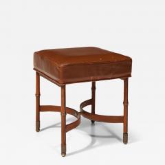 Jacques Adnet Leather Stool with Brass Capped Feet by Jacques Adnet France c 1940 - 3614932