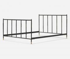 Jacques Adnet Leather and Brass Full Size Bed Frame France 1950 - 3595704