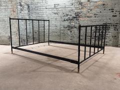 Jacques Adnet Leather and Brass Full Size Bed Frame France 1950 - 3595707