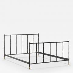 Jacques Adnet Leather and Brass Full Size Bed Frame France 1950 - 3600780