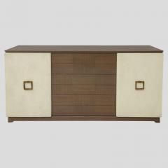 Jacques Adnet MODERNIST PARCHMENT AND CERUSED OAK SIDEBOARD DESIGN ATTRIBUTED JACQUES ADNET - 3192467