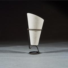 Jacques Adnet Mid 20th Century Jacques Adnet Black Leather Stitched Torch Shaped Table Lamp - 4353919