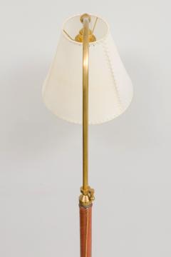 Jacques Adnet Mid Century Brass and Hand Stitched Leather Floor Lamp - 2605821