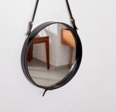 Jacques Adnet Mirror in Black Leather by Jacques Adnet France 1950 - 629649