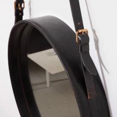 Jacques Adnet Mirror in Black Leather by Jacques Adnet France 1950 - 629650