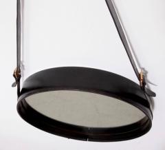 Jacques Adnet Mirror in Black Leather by Jacques Adnet France 1950 - 629651