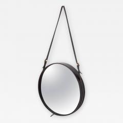 Jacques Adnet Mirror in Black Leather by Jacques Adnet France 1950 - 630329