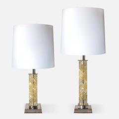 Jacques Adnet Nickel and Fractal Resin Lamps - 836568