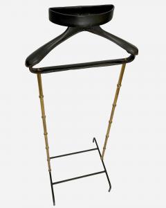 Jacques Adnet Night valet in turned brass and black leather by J Adnet France circa 1950 - 4209503