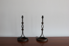 Jacques Adnet PAIR OF JACQUES ADNET IRON AND LEATHER TABLE LAMPS - 866094