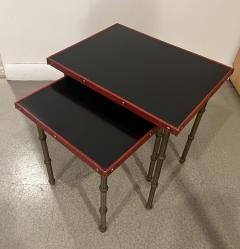 Jacques Adnet Pair of 1950s Stitched Leather Side Tables by Jacques Adnet - 3835769