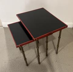 Jacques Adnet Pair of 1950s Stitched Leather Side Tables by Jacques Adnet - 3835770