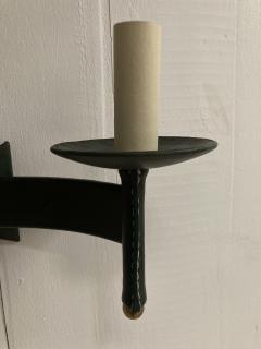 Jacques Adnet Pair of 1950s Stitched Leather sconces by Jacques Adnet - 2428945