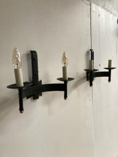 Jacques Adnet Pair of 1950s Stitched Leather sconces by Jacques Adnet - 2428949