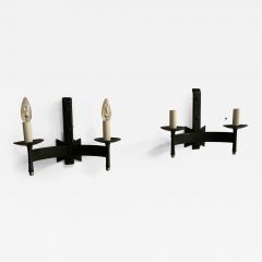 Jacques Adnet Pair of 1950s Stitched Leather sconces by Jacques Adnet - 2429971