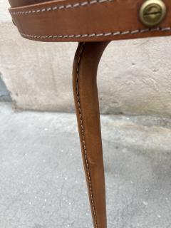 Jacques Adnet Pair of 1950s Stitched Leather stools by Jacques Adnet - 2697869