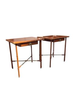 Jacques Adnet Pair of 1950s Stitched leather Side tables by Jacques Adnet - 4532954