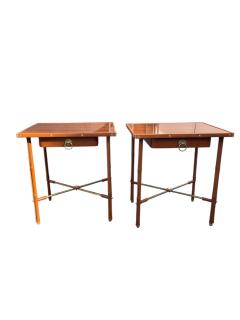 Jacques Adnet Pair of 1950s Stitched leather Side tables by Jacques Adnet - 4532955