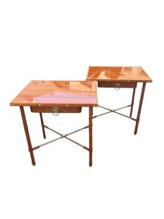 Jacques Adnet Pair of 1950s Stitched leather Side tables by Jacques Adnet - 4532956