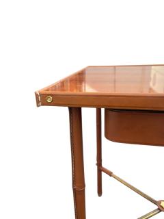 Jacques Adnet Pair of 1950s Stitched leather Side tables by Jacques Adnet - 4532961