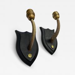 Jacques Adnet Pair of 1950s Stitched leather and deer antler by Jacques Adnet - 3973344