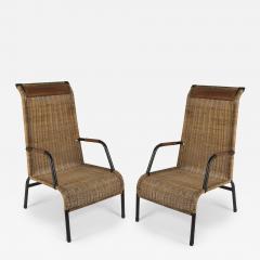 Jacques Adnet Pair of 1950s Stitched leather armchairs by Jacques Adnet - 2896137