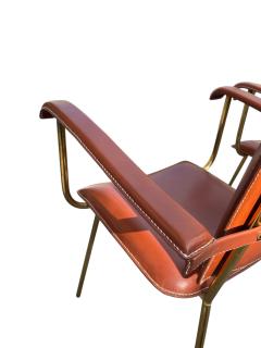 Jacques Adnet Pair of 1950s Stitched leather armchairs by Jacques Adnet - 4363016