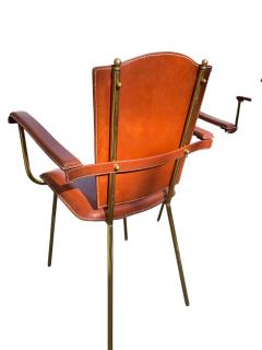 Jacques Adnet Pair of 1950s Stitched leather armchairs by Jacques Adnet - 4363017