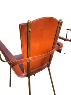 Jacques Adnet Pair of 1950s Stitched leather armchairs by Jacques Adnet - 4363018