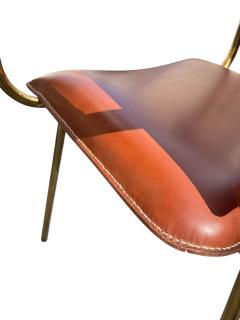 Jacques Adnet Pair of 1950s Stitched leather armchairs by Jacques Adnet - 4363019
