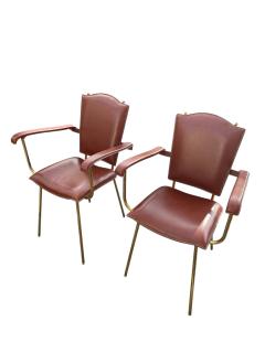 Jacques Adnet Pair of 1950s Stitched leather armchairs by Jacques Adnet - 4363021